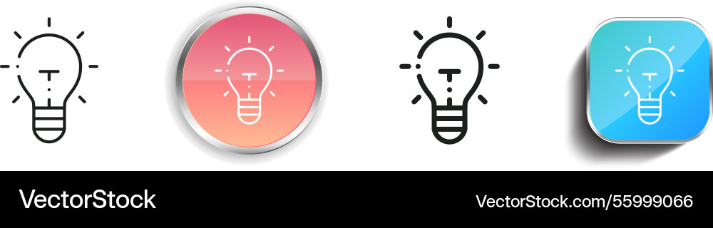 Lamp icon thin linear regular and button style Lamp icon thin linear regular and button style Vector Image
