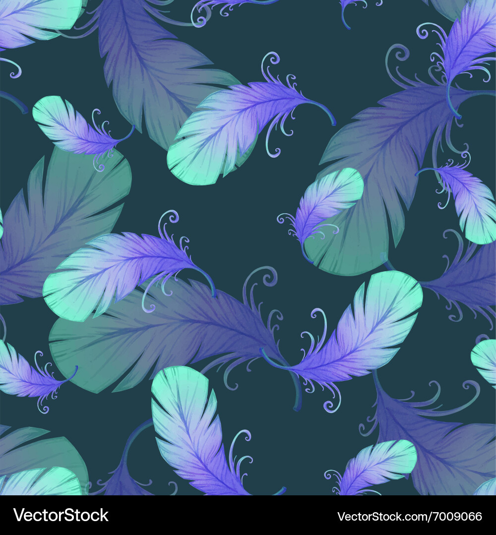 Seamless pattern with bird feathers vector image