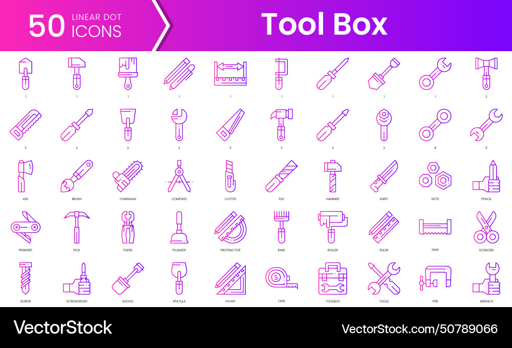 Set of tool box icons gradient style icon bundle Set of tool box icons gradient style icon bundle vector image