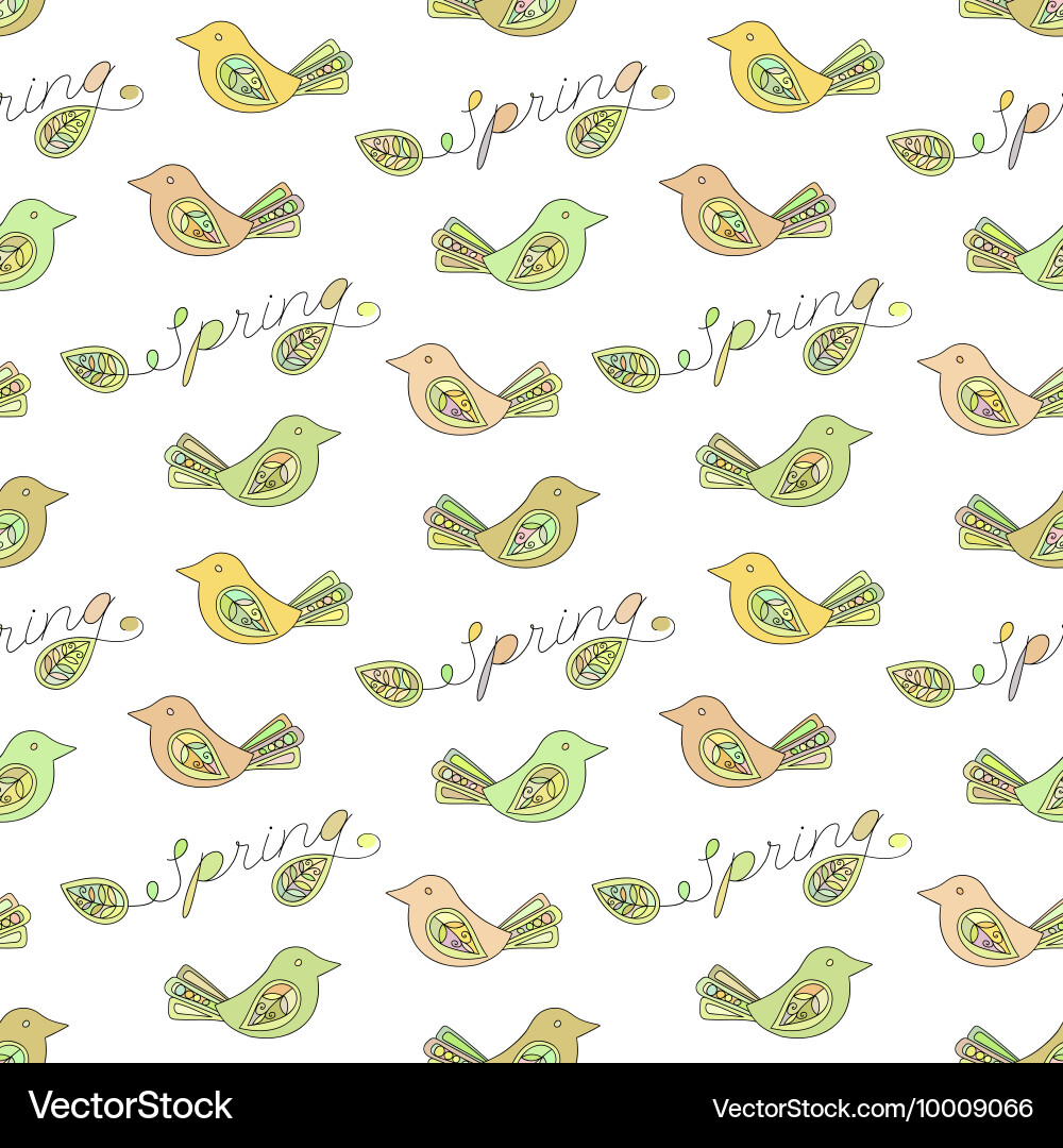 Spring seamless pattern with birds Vector Image