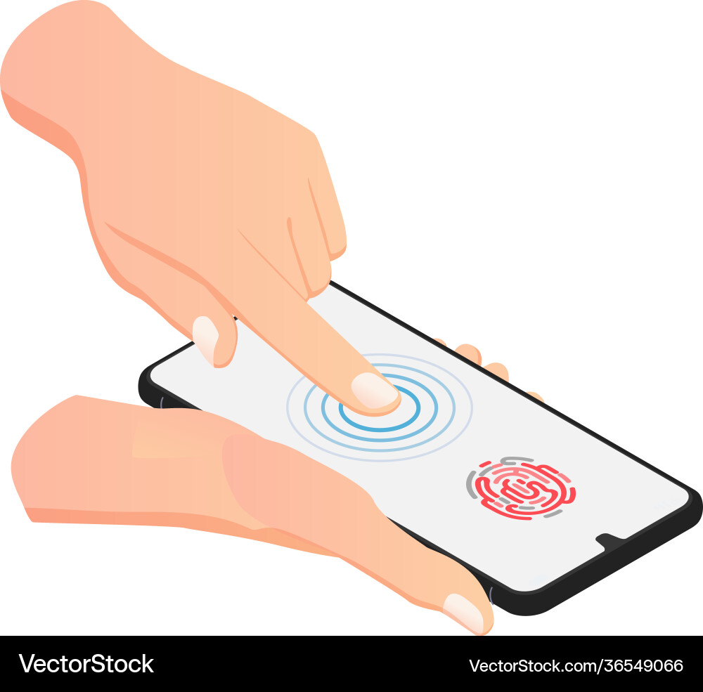 Touchscreen fingerprint recognition composition Touchscreen fingerprint recognition composition vector image