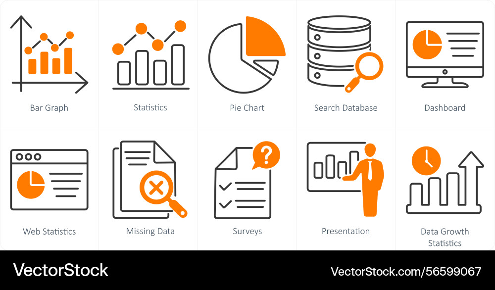 A set of 10 statistics icons as bar graph Vector Image