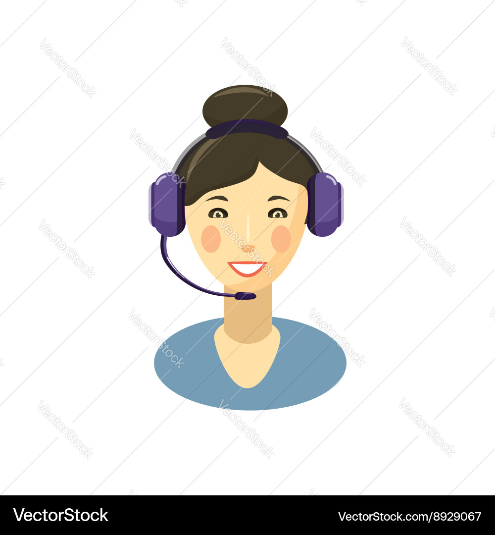 Call center smiling operator with headset icon vector image