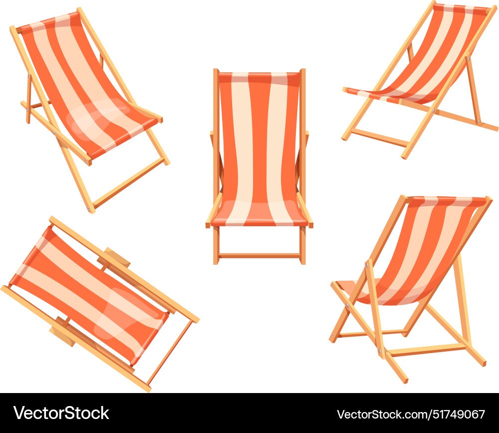 Cartoon deck chair deckchairs sitting striped Vector Image