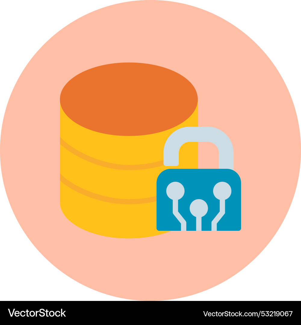 Data encryption flat circle icon Vector Image