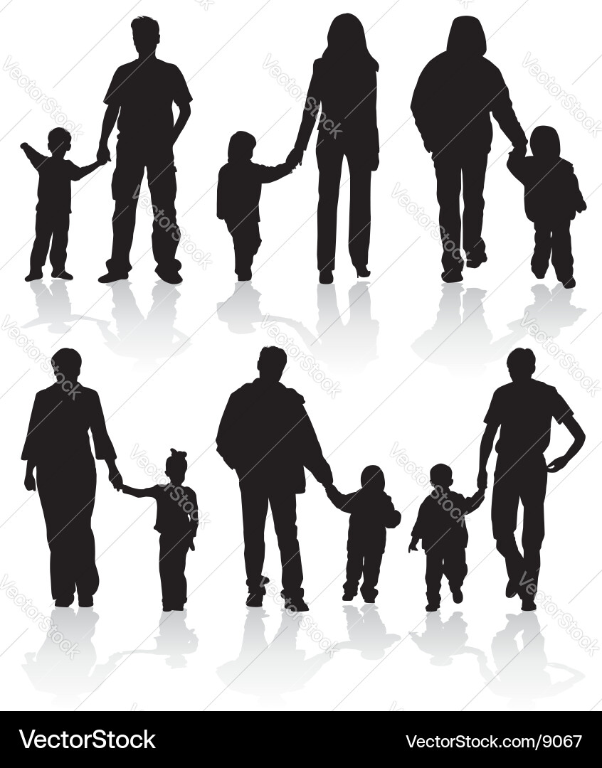 Family Silhouettes Walking vector image