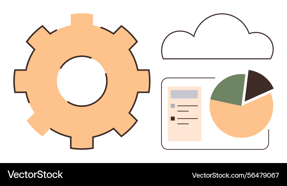 Gear cloud and data visualization elements Gear cloud and data visualization elements vector image