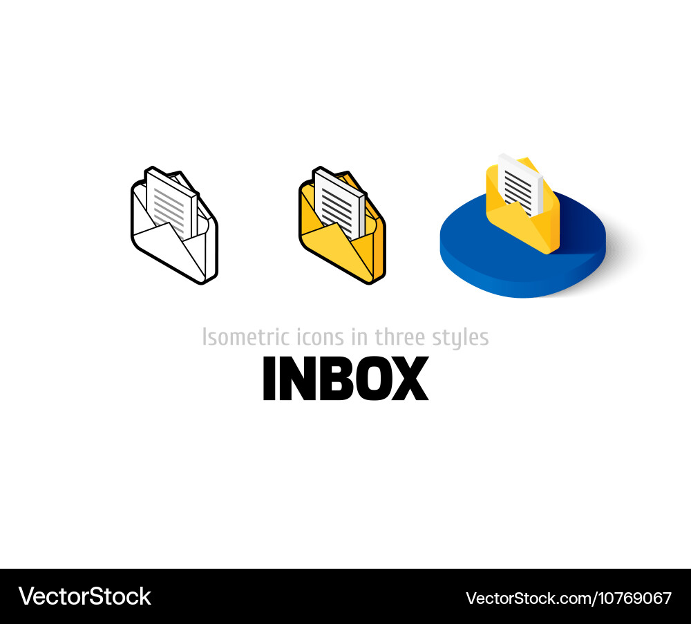 Inbox icon in different style vector image