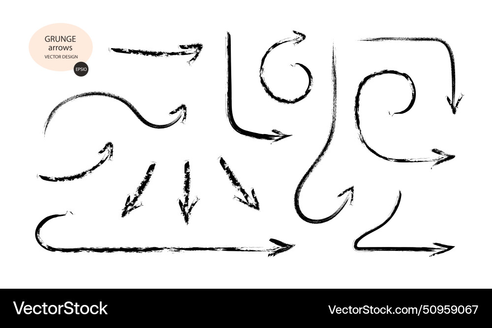 Set of different grunge brush arrows pointers Vector Image