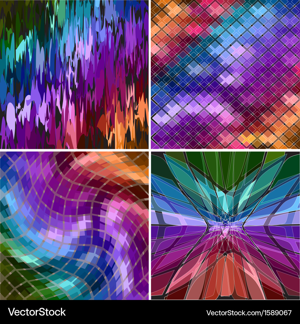 Set of four abstract background with geometric vector image