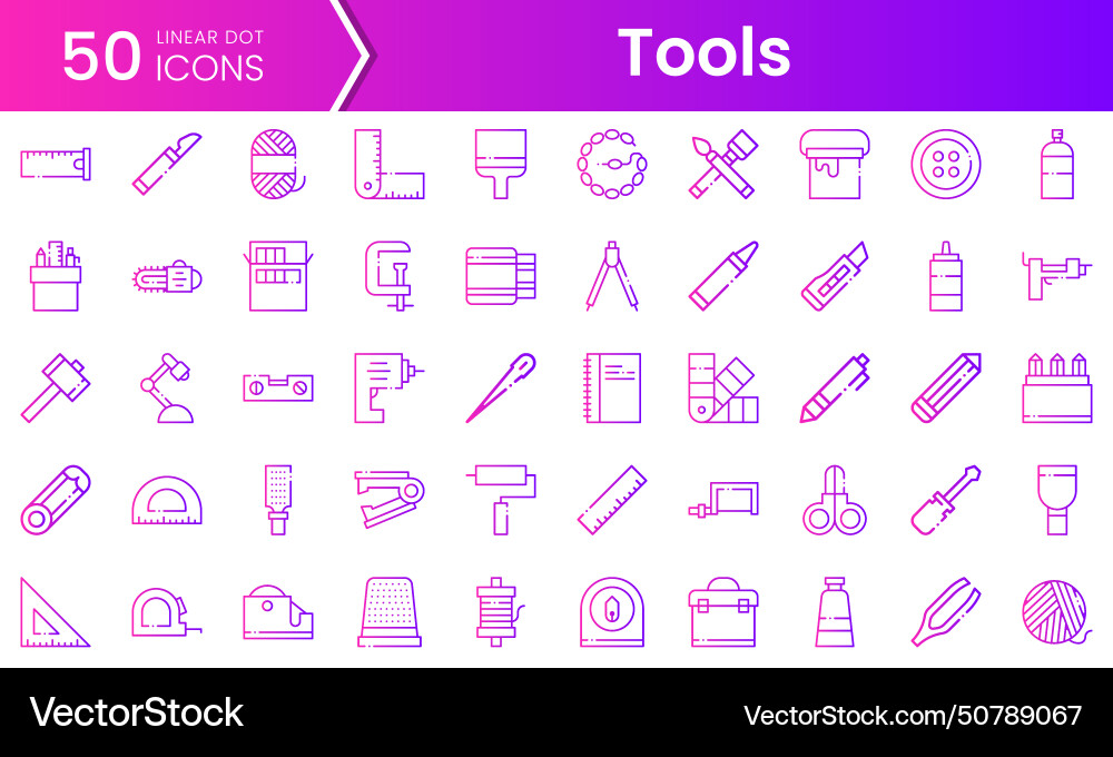 Set of tools icons gradient style icon bundle Set of tools icons gradient style icon bundle vector image