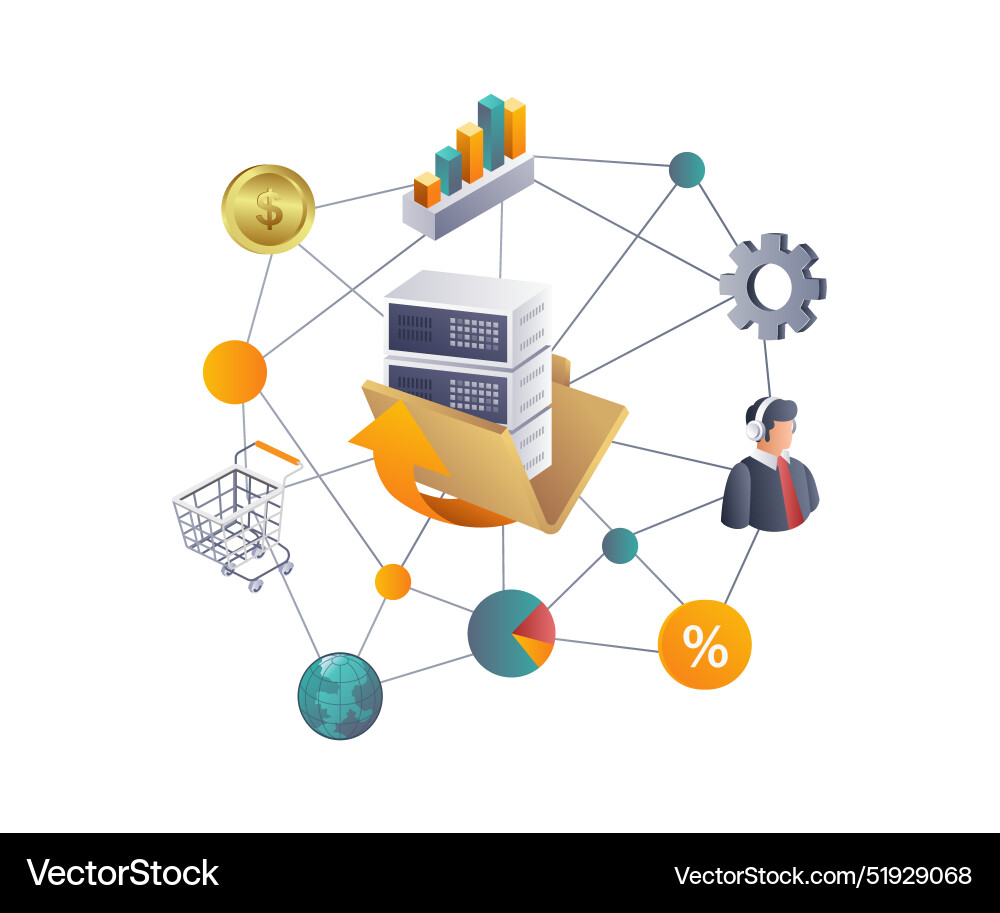 Analyzing business network data transactions Analyzing business network data transactions vector image