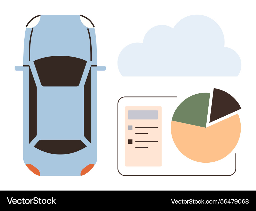 Car with data visualization elements representing Car with data visualization elements representing vector image