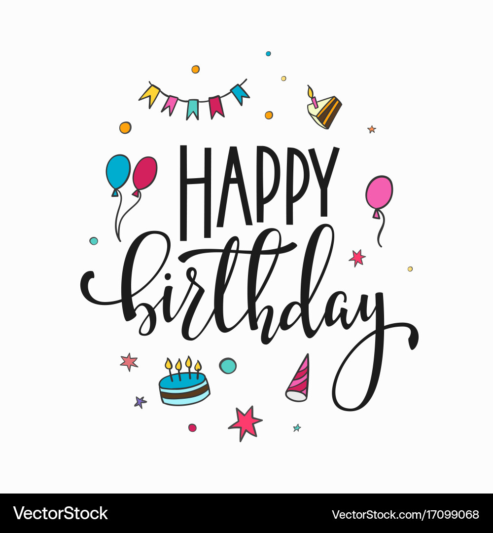 Colorful Birthday Lettering Vector Image