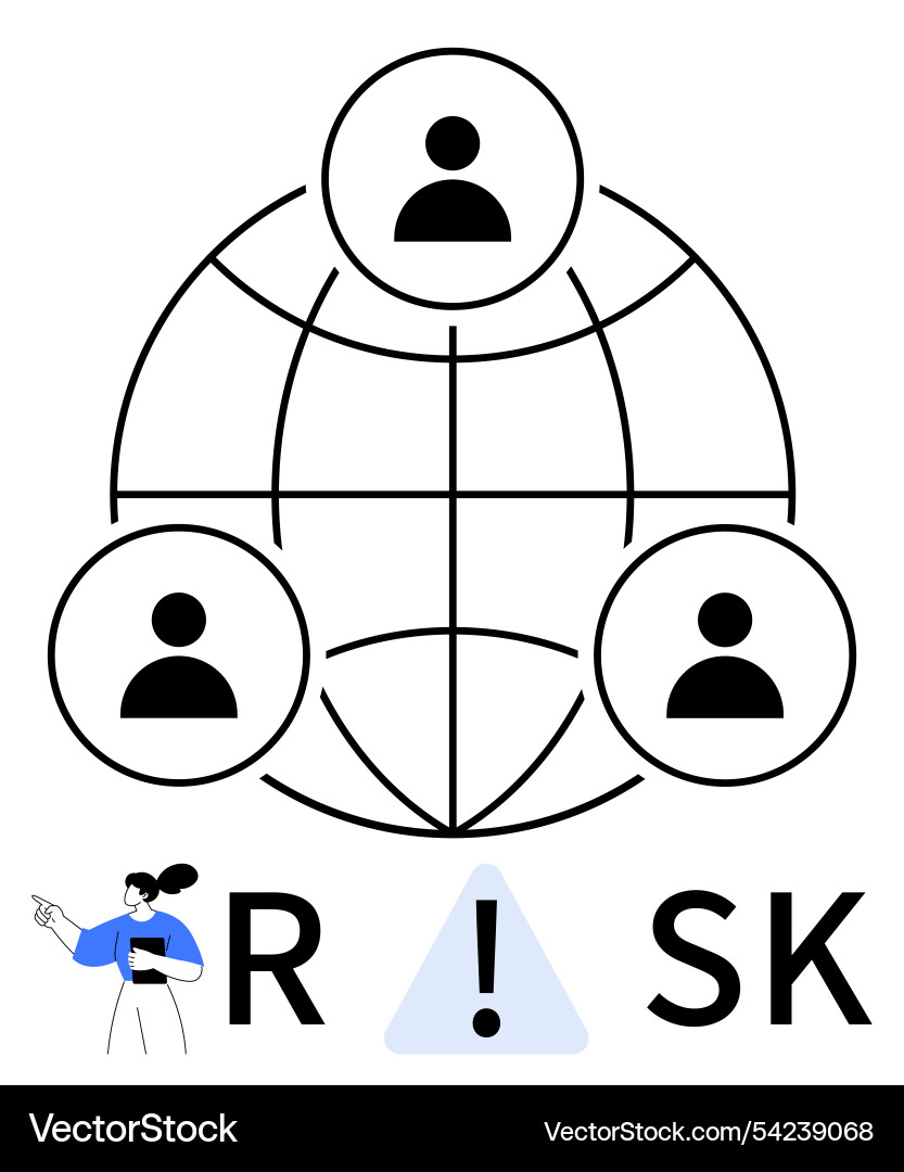 Global network risk management with linked user Global network risk management with linked user vector image