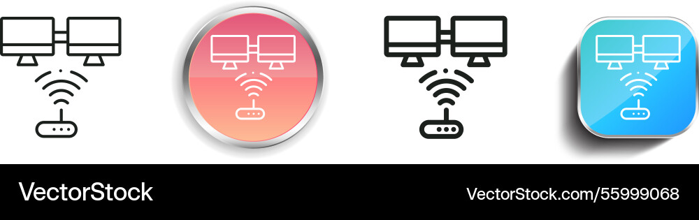 Lan icon thin linear regular and button style Lan icon thin linear regular and button style Vector Image