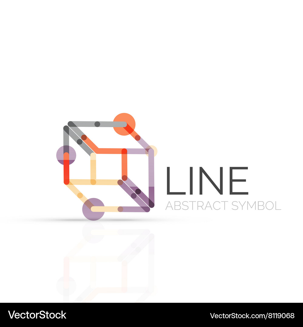 Linear abstract logo connected multicolored Vector Image