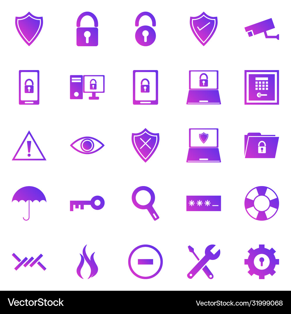 Security gradient icons on white background Security gradient icons on white background vector image