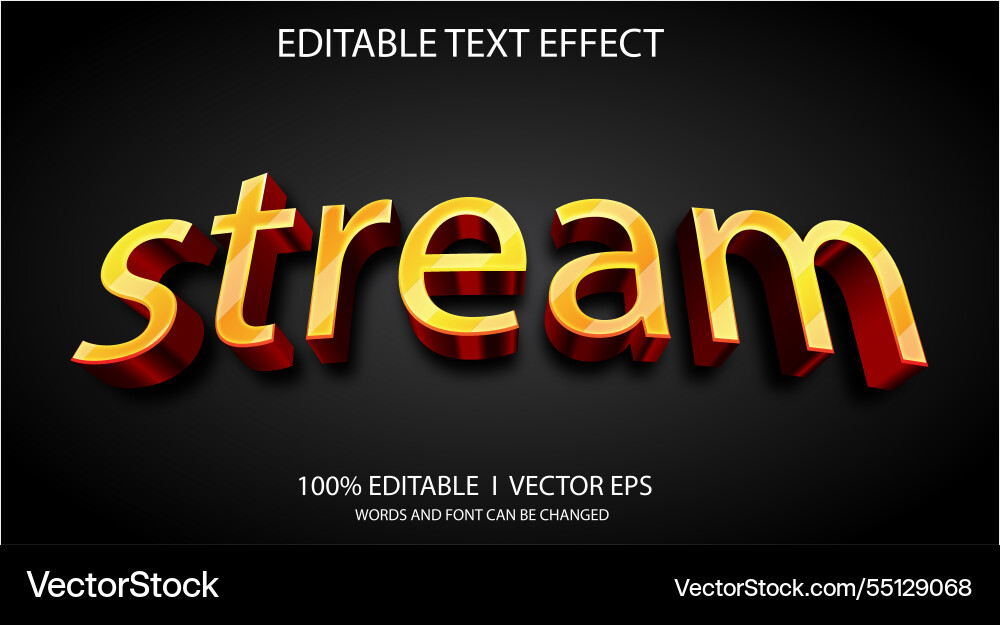 Streame 3d text effect with modern style design Vector Image