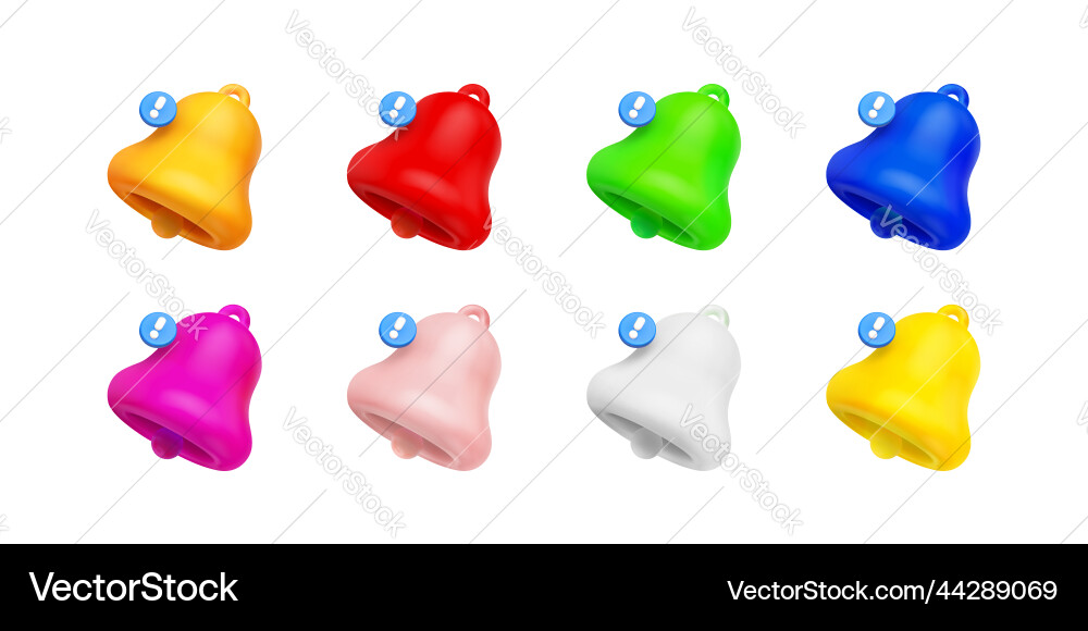 3d render notification bells color unread message Vector Image