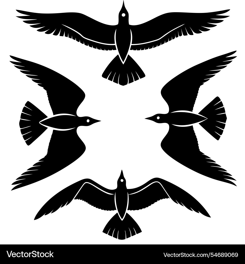 Abstract bird silhouettes in a symmetrical pattern Vector Image