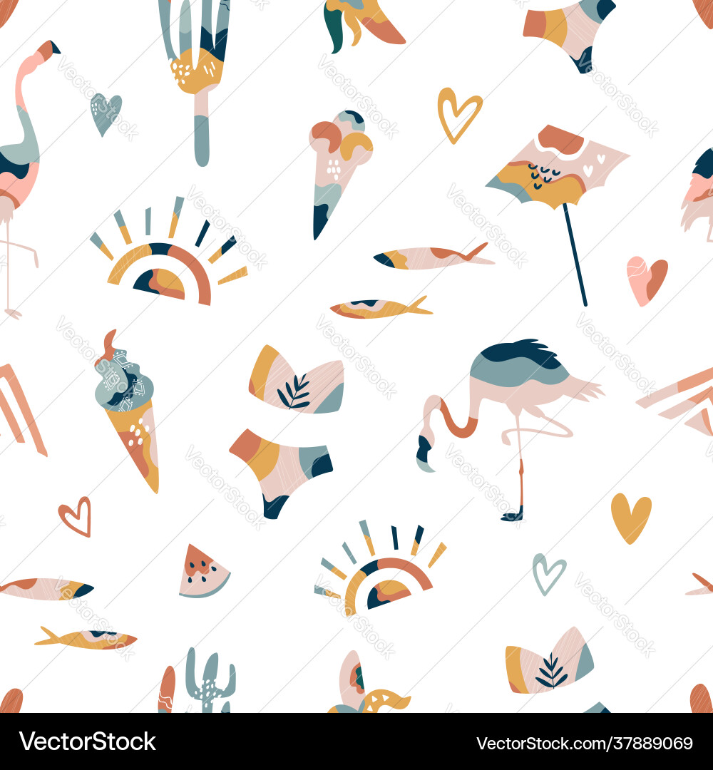 Bohemian summer seamless pattern with holiday Bohemian summer seamless pattern with holiday vector image
