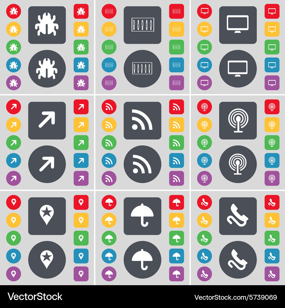 Bug equalizer monitor full screen rss wi-fi Vector Image