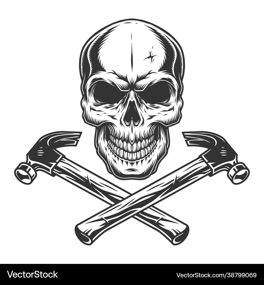 Construction Skull with Crossed Hammers Vector Image