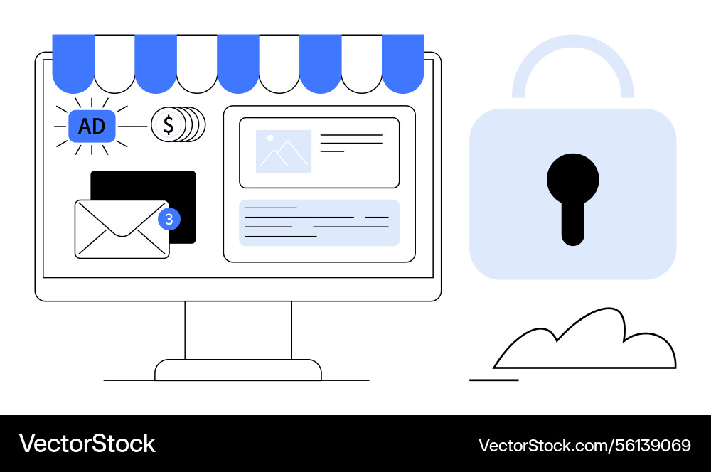 Digital marketplace with secure communication Digital marketplace with secure communication vector image