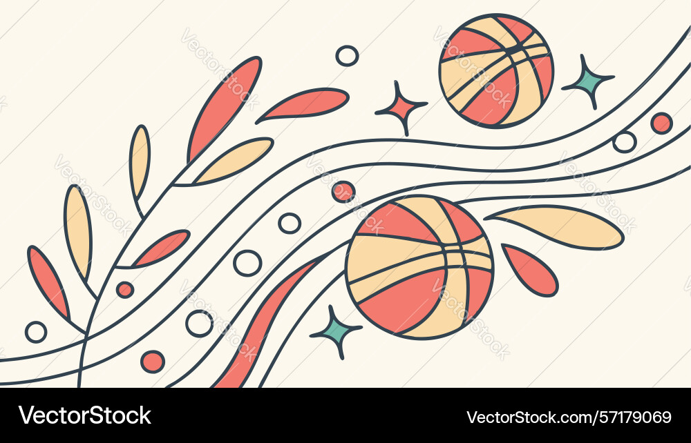 Dynamic abstract lines and balls playful Vector Image