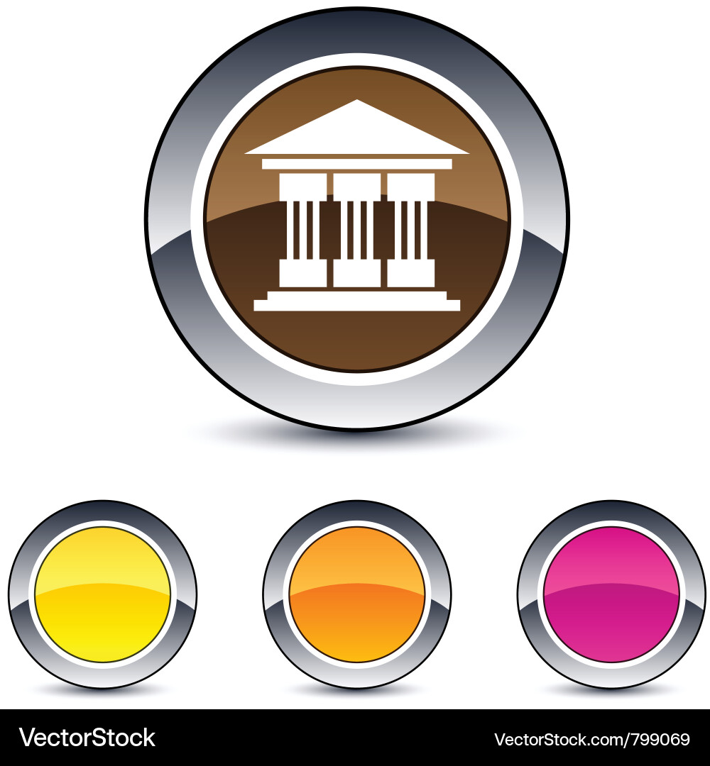 Finance Round Button Set Vector Image