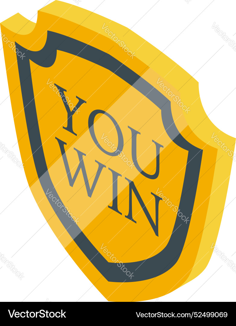 Golden shield showing you win message for game ui Golden shield showing you win message for game ui vector image