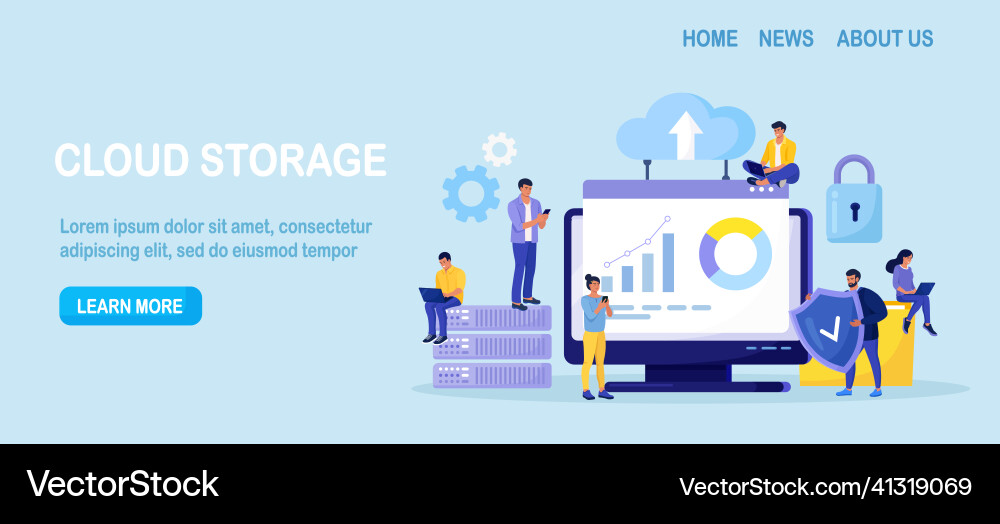 It specialists administrate cloud service data It specialists administrate cloud service data Vector Image