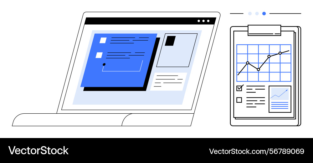 Laptop with data dashboard and analytics chart Laptop with data dashboard and analytics chart vector image