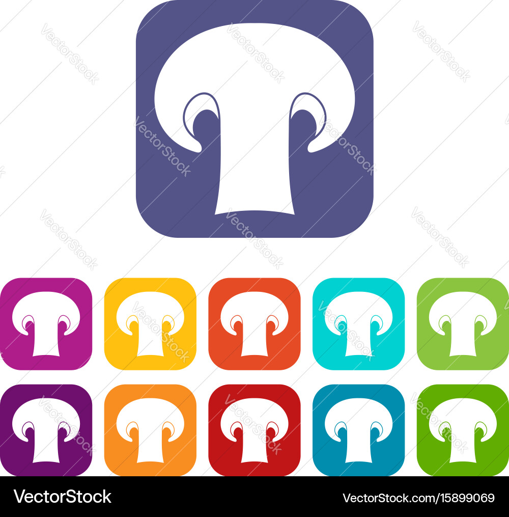 Mushroom Icon Set - Diverse Farben Vektorbild