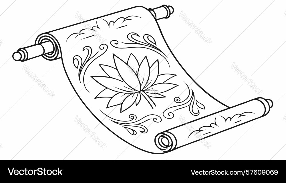 Ornate scroll with lotus design Vector Image