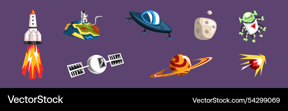 Outer space and universe object item Outer space and universe object item Vector Image