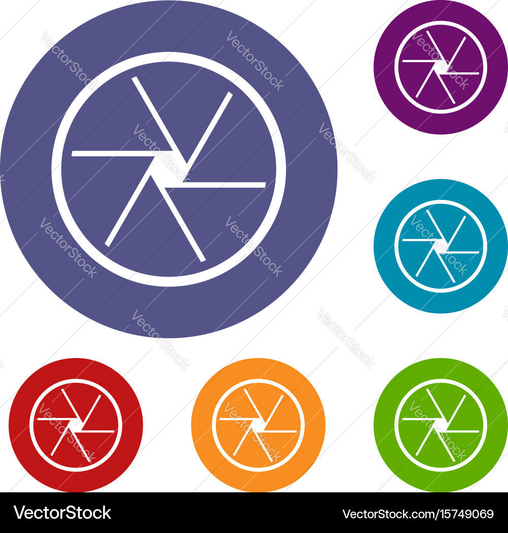 Round objective icons set Vector Image