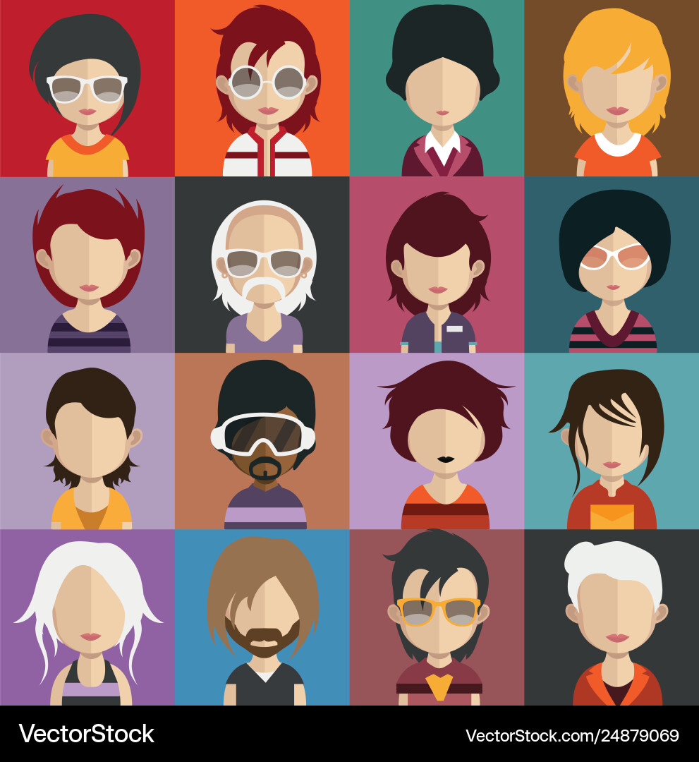 Set colorful avatars characters Vector Image