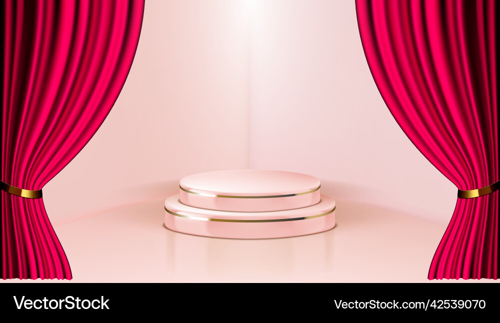 3d red open curtains copy space background 3d red open curtains copy space background vector image