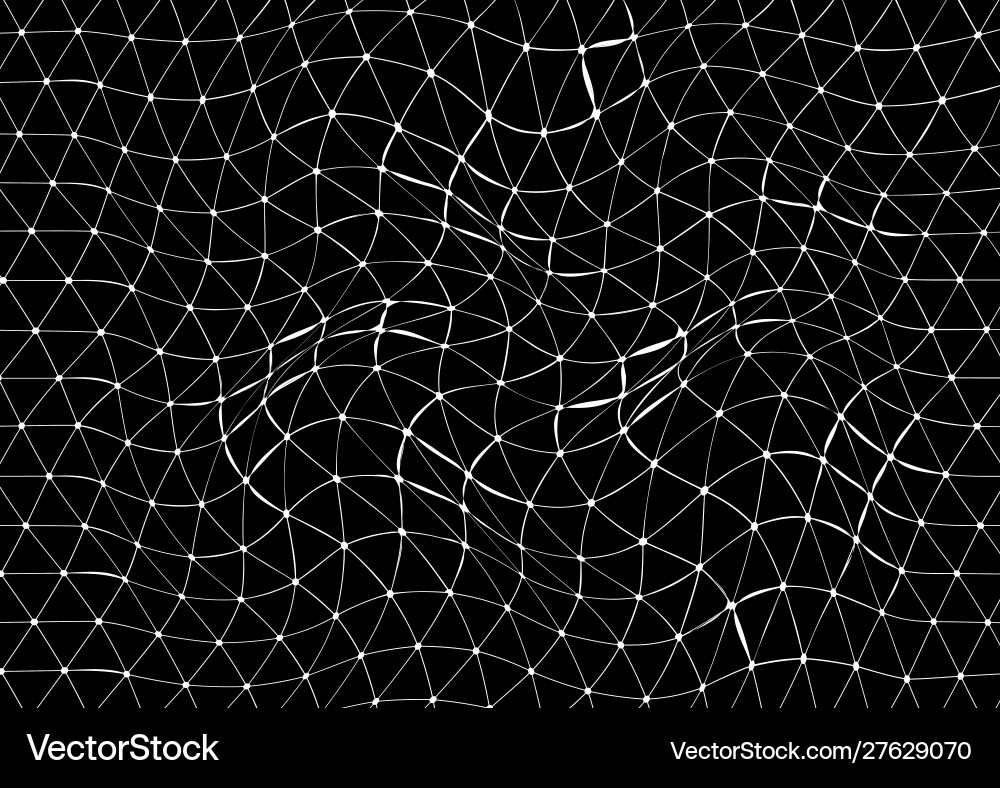 Connecting lines and dots with warped effect Vector Image