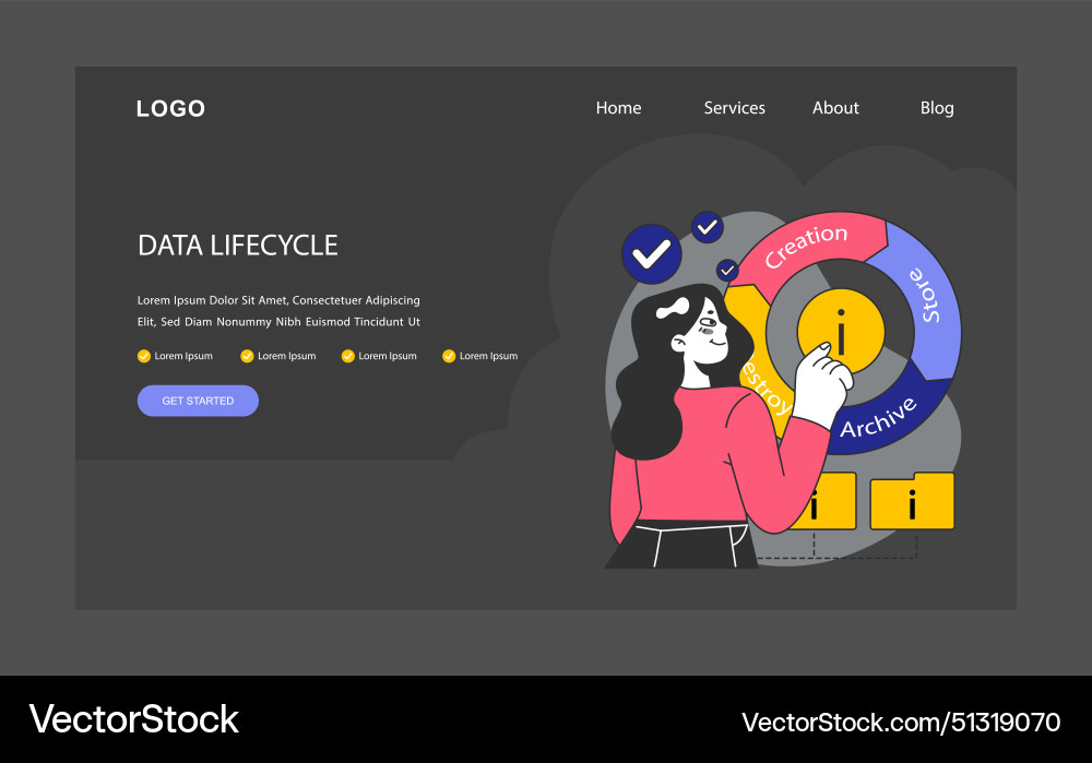 Data lifecycle professional tracing stages from Data lifecycle professional tracing stages from vector image