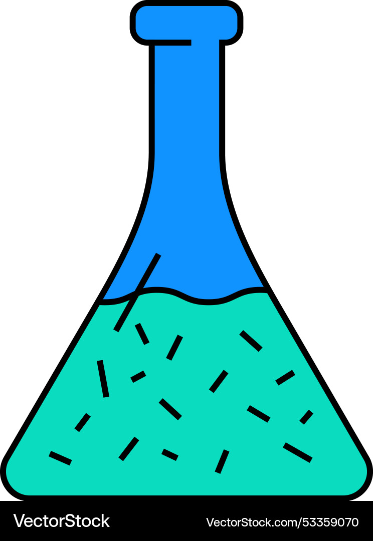 Flask with liquid icon color Flask with liquid icon color Vector Image