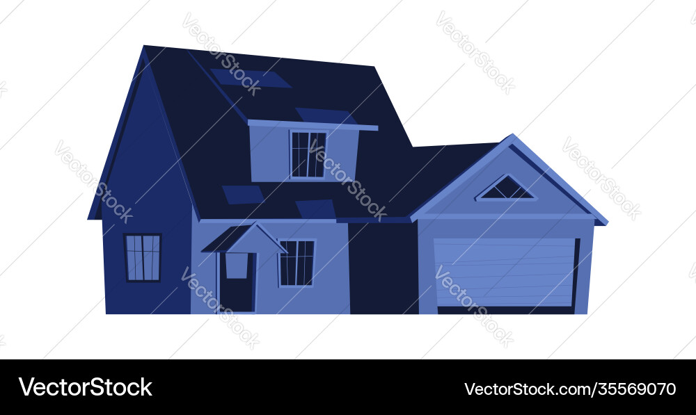 House at night building with glowing windows House at night building with glowing windows vector image