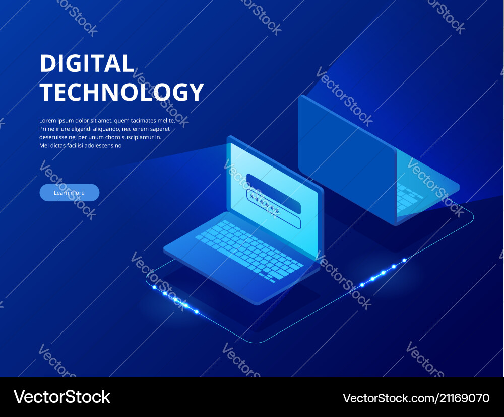 Isometric tech devices connected big data Isometric tech devices connected big data vector image