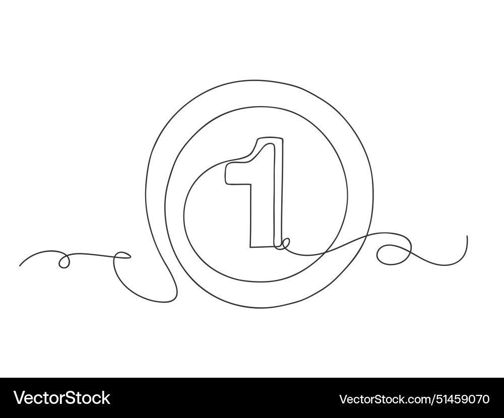 Number one in circle continuous line art Number one in circle continuous line art vector image