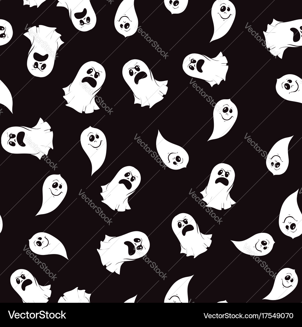 Seamless pattern of ghost characters emoticons vector image