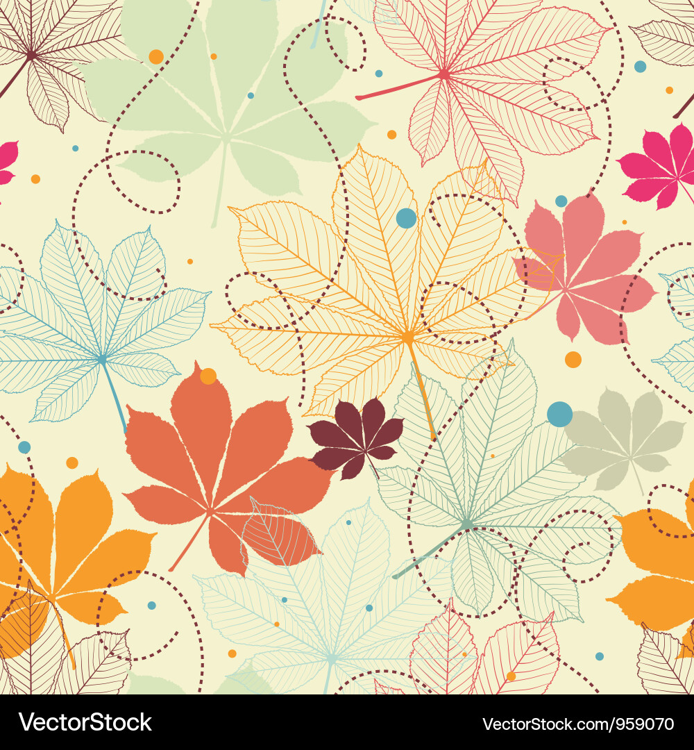Seamless pattern with autumn leaves in a retro Vector Image