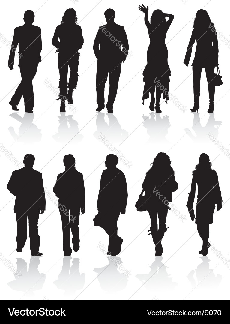 Silhouetted People - Diverse Group vector image