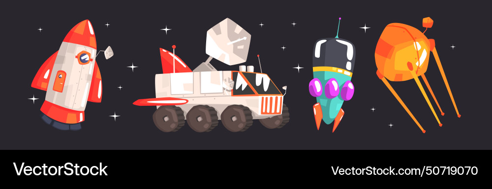 Space exploration with rocket car shuttle Vector Image